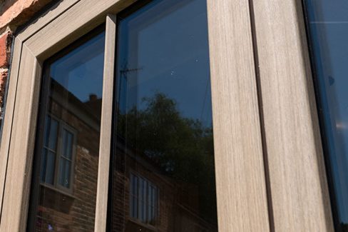 Wood effect window frame